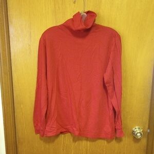 Mainframe Medium Red Cotton Turtleneck Top. Classic, Traditional, Warm, Cozy